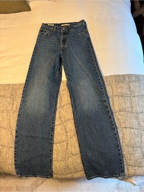 Levi's Ribcage Straight Leg Jeans - Dark Blue Wash